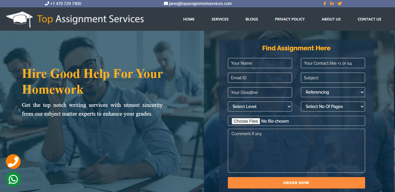 image of student help services website